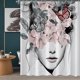 thumbnail image 3 of Cortina de ducha floral para mujer, cortina de ducha estética, flor rosa, mariposa, bosquejo, cortina de baño, tela blanca, impermeable, decoración de baño Curt, 3 of 5
