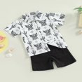 thumbnail image 3 of Toddler Baby Boy Summer Clothes Cow Lapel Button Shirt Shorts 2Pcs Suit, 3 of 6
