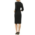 thumbnail image 3 of Work Midi Dresses for Women's 3/4 Sleeve Sweet Heart Neck Hight Waist Office Dress M Black, 3 of 6