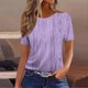 thumbnail image 2 of Tops de Manga Corta de Algodón para las Mujeres, Estampado Cuello Redondo Suéter Blusa de Moda para el Hogar Y el Uso Diario, 2 of 5