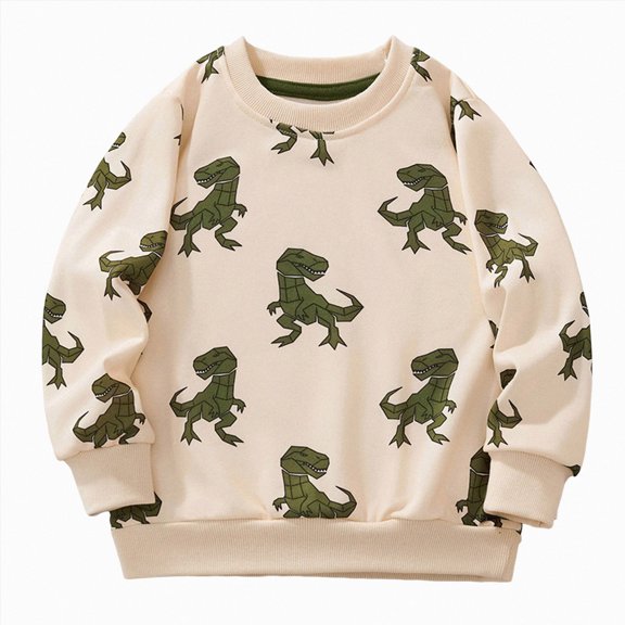 Gerichy Little Boys Dinosaur Printing Sweatshirt Cute Long Sleeve School Pullover Shirts Fall Clothes for Sport Outdoor 2T-8T