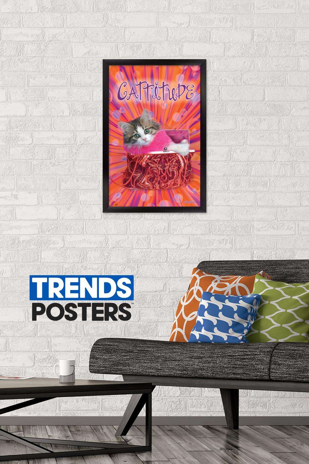 Keith Kimberlin - Cattitude Wall Poster, 14.725" x 22.375", Framed