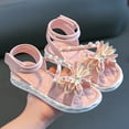 thumbnail image 2 of Xiuong Toddler Girl Sandals - Flower Girl Dress Shoes Open Toe Little Kid Summer Flats 18 24 Months 2-11.5 Years (Pink,2-2.5 Years), 2 of 6