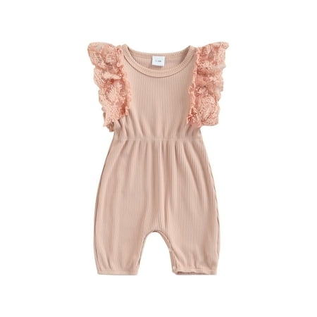 

Nokpsedcb Infant Baby Girls Jumpsuit Sleeveless Crew Neck Patchwork Solid Summer Romper Pink 6-9 Months