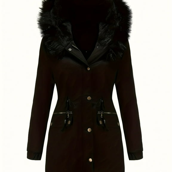 Women's Autumn and Winter Warm Fleece Jacket with Fashionable Fur Collar and Hood