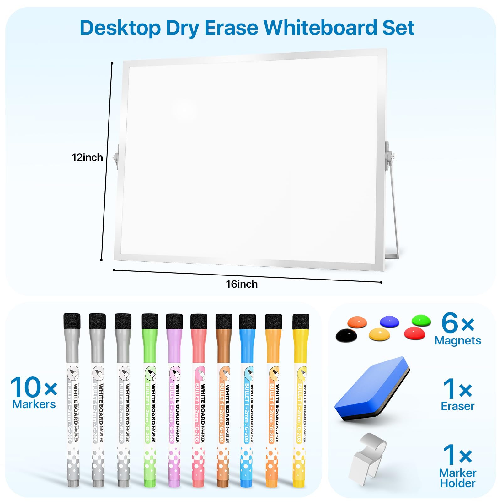 MARSROCK 16" x 12" Desktop Double-Sided Whiteboard photo 2