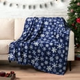 thumbnail image 2 of PAVILIA Christmas Throw Blanket | Navy Snowflake Christmas Fleece Blanket | Soft, Plush, Warm Winter Cabin Throw, 50x60 (Navy/White Snowflake), 2 of 9