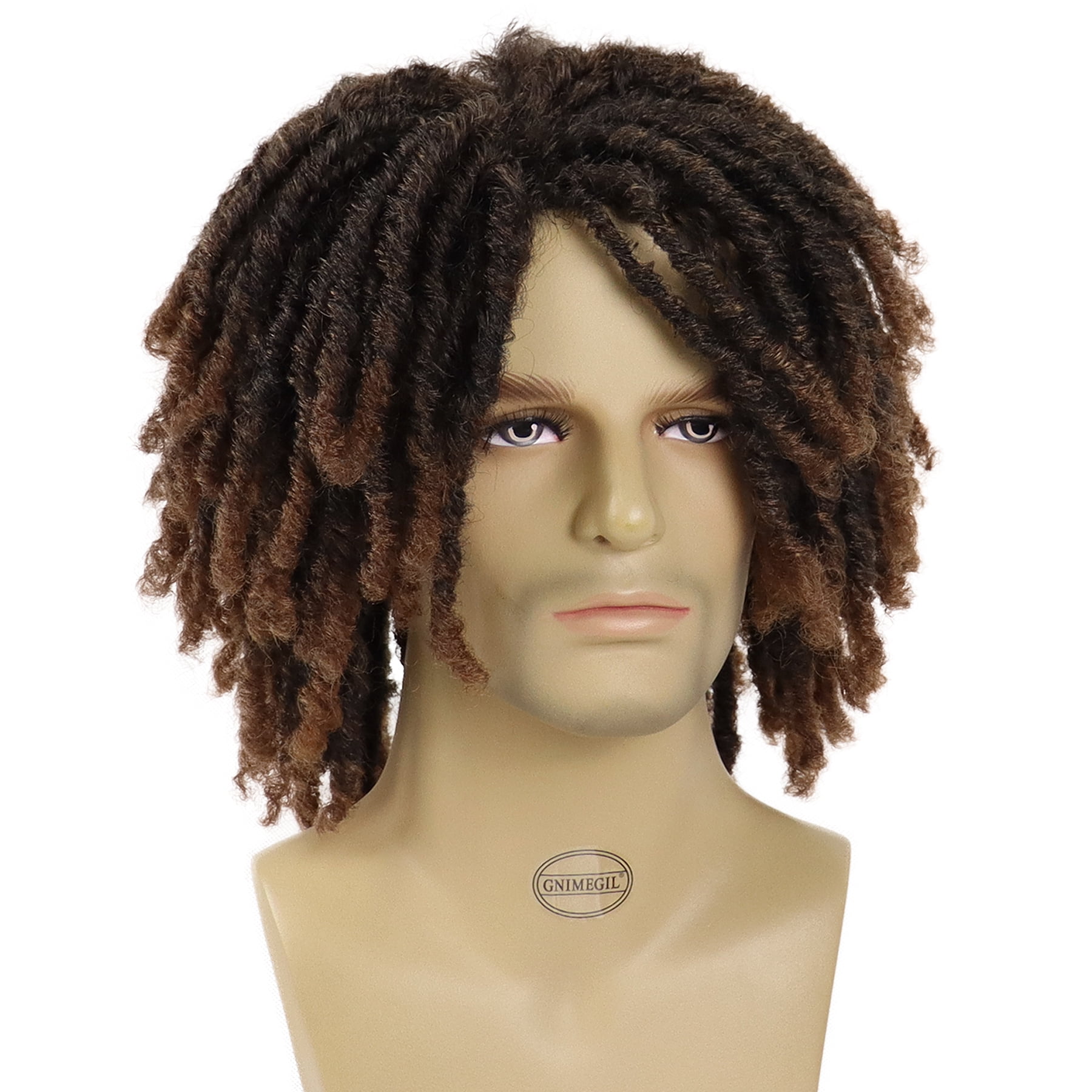 Short Dreadlocks Wigs for Men Ombre Brown Braided Wig with Bangs Color:T1B/30