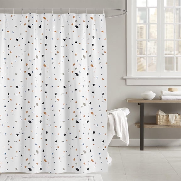 No Hook Shower Curtain, Waterproof Bathroom Curtain with Snap in Liner, Fabric Shower Curtain Liner Set for Shower Partition and Door Curtain, Home Bathroom