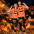 thumbnail image 5 of Family Halloween Pajamas Matching Sets, Orange Jack‑o‑Lantern Face Black Pumpkin Print Short Sleeve Top and Long Pants Halloween Pajamas for Family, 2 Piece Holiday Sleepwear Halloween Family Pjs Set, 5 of 7