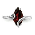 thumbnail image 5 of Solid 14k White Gold 12x6mm Marquise Garnet January Red Gemstone Diamond Engagement Ring Size 5.5 (.012 cttw.), 5 of 6
