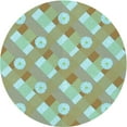 thumbnail image 1 of Ahgly Company Tapis Rond Lavable en Machine Intérieur Transitionnel Bleu Vert, 4 Pieds Rond, 1 of 7