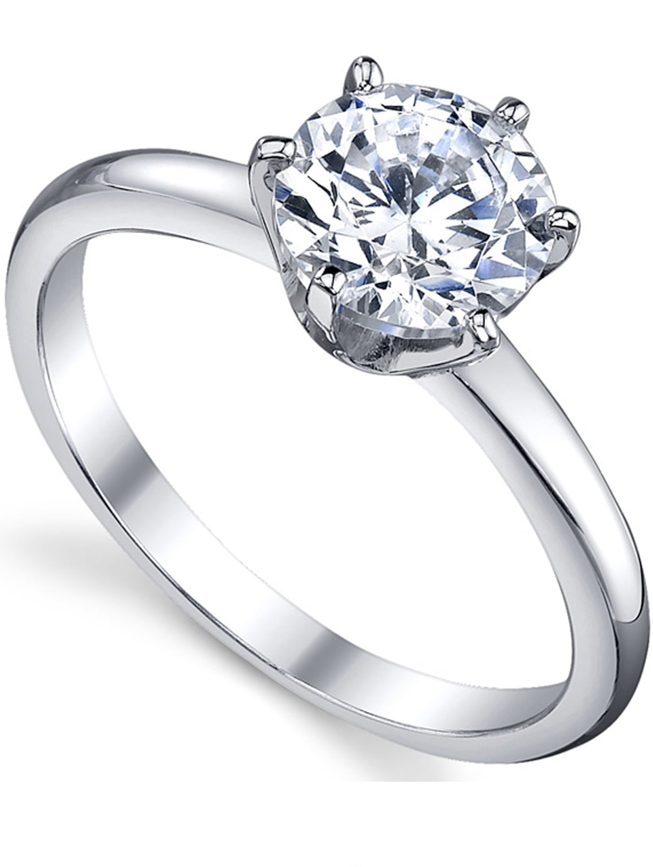 Metal Masters Womens 1.25Ct Round Brilliant Cubic Zirconia Sterling Silver 925 Wedding Engagement Ring 2mm