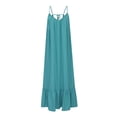 thumbnail image 5 of Women Maxi Dresses Casual Solid Color Sleeveless V Neck Baggy Long Dress Loose Flowy Spaghetti Straps Ruffled Hem Beach Dress Summer Travel Vacation Dresses for Ladies, 5 of 6