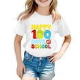 thumbnail image 2 of School Uniform Tshirts Girls 100Th Day Cute Print T Shirt Short Sleeve Casual Wear Girls Graphic Tees White 1-2 Years, 2 of 4