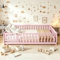 thumbnail image 3 of Bellemave Full Size Floor Bed with Door and Fence, Montessori Floor Bed with Bed Slats Sturdy Wood Floor Bed Montessori Bed Frame (Full, Pink), 3 of 13
