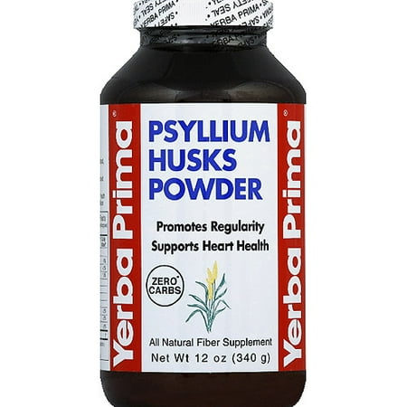 Yerba Prima Psyllium Husks Powder All Natural Fiber Supplement, 12