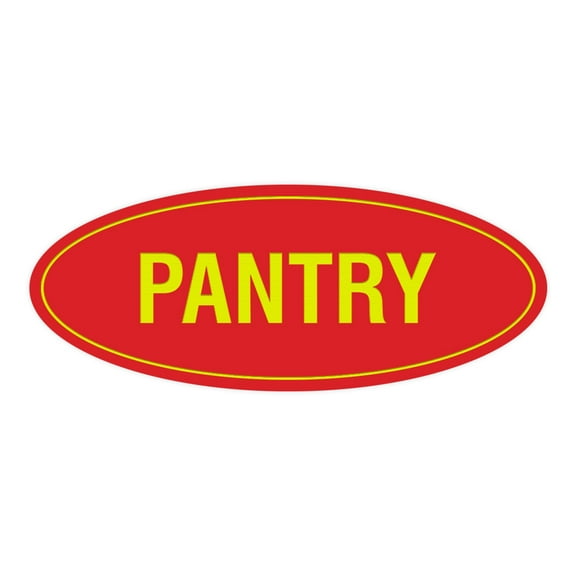 Signs ByLITA Oval Pantry Sign (Red/Yellow) - Small 2x5"