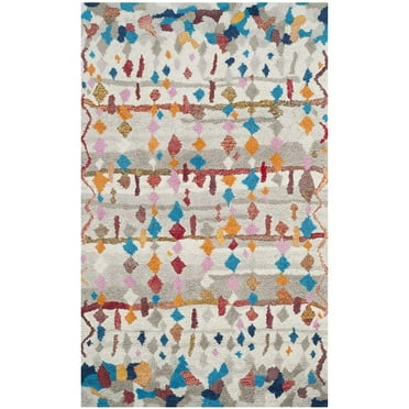SAFAVIEH Casablanca Isolde Southwestern Shag Area Rug, Ivory/Multi, 5' x 8'