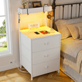 thumbnail image 2 of EnHomee Nightstand with Charging Station & LED Light, Set of 2, White, 2 of 7