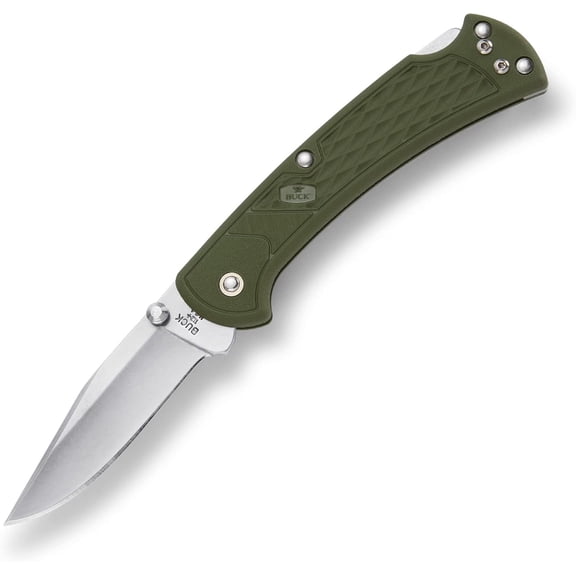 Buck Knives 112 Folding Hunter Slim Select Lockback Pocket Knife with Thumb Studs and Removable/Reversible Deep Carry Pocket Clip
