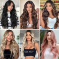 thumbnail image 4 of Hair Wigs For Women Wavy Wig For Women 26 Inch Middle Part Curly Wavy Wig Natural Looking Synthetic Heat Fiber Wig For Daily Party Lace Front Wigs Human Hair, 4 of 6