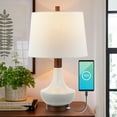 thumbnail image 5 of JONATHAN Y Finn 23" Vintage Minimalist Iron/Ceramic LED Mini Table Lamp with USB Charging Port, Wood Finished/White, 5 of 9