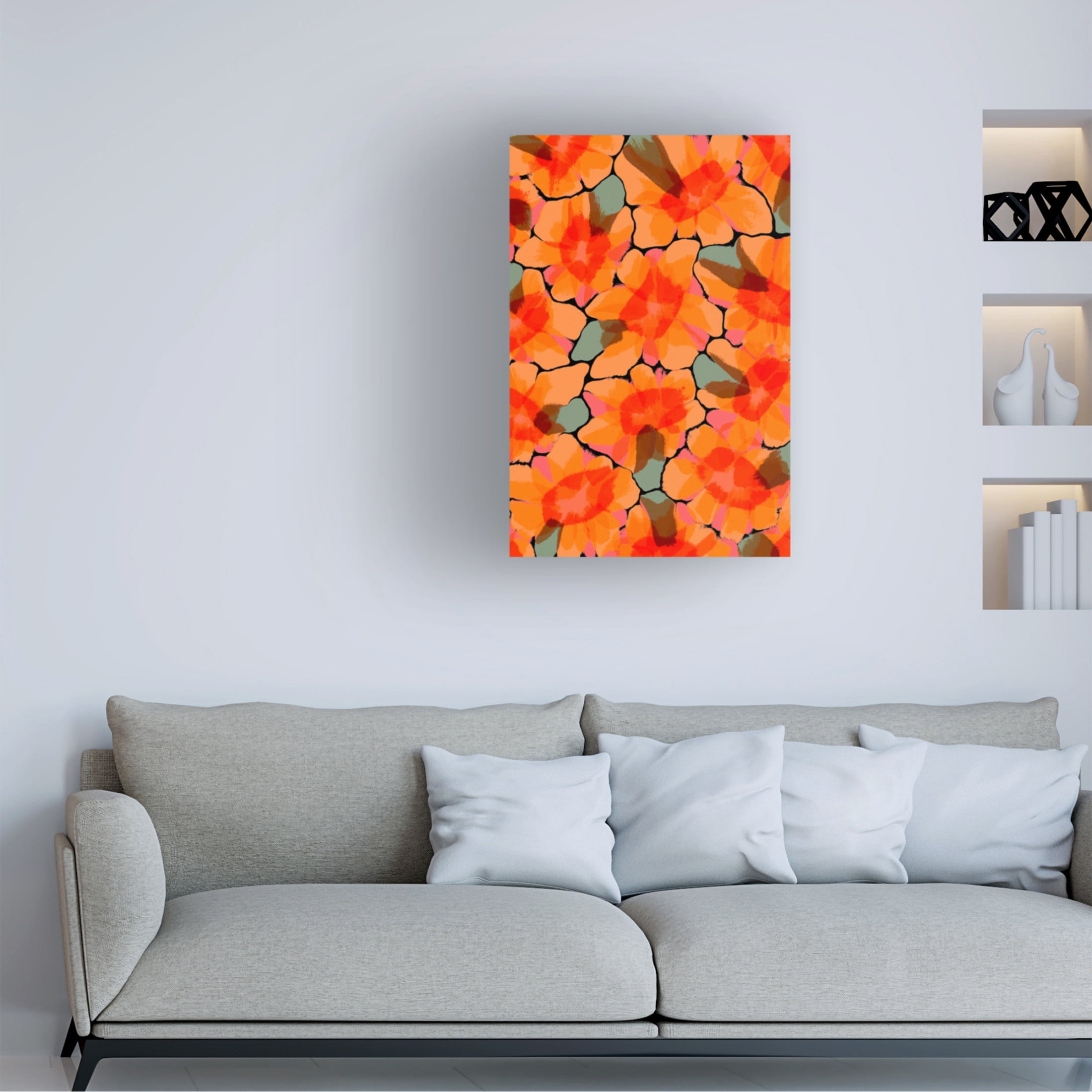 Canvas Wall Art - Treechild 'Orange Big Flowers' Wall Art for Living Room, Bedroom, or Office D?cor by Trademark Fine Art - 16 x 24 Inches