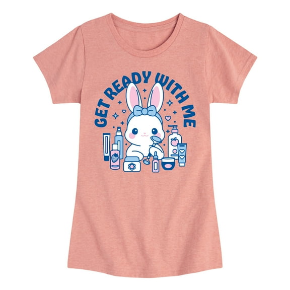 Instant Message - Bunny Grwm - Girls Fitted Short Sleeve Graphic T-Shirt