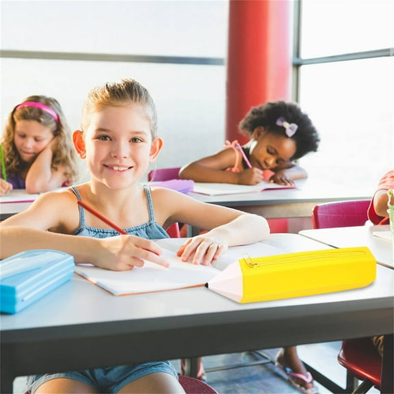 VEFSU Pencil Zipper Pocket Pencil Case,Pencil Shaped Silicone Pencil Case Easy to Carry,Multifunctional Aesthetic Zipper Storage Bag for Teacher Students,Kawaii Pencil Case