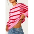thumbnail image 4 of Redhotype Chic Pink Stripe Sweater - Trendy Bubble Sleeves, Comfort Fit!, 4 of 8