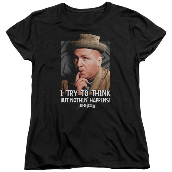 Three Stooges - Try To Think - Women's Short Sleeve Shirt - Small