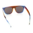 thumbnail image 7 of Kids Size Tie Dye Color Flat Top Shield Horn Rim Plastic Sunglasses Orange Blue - Blue Mirror, 7 of 7