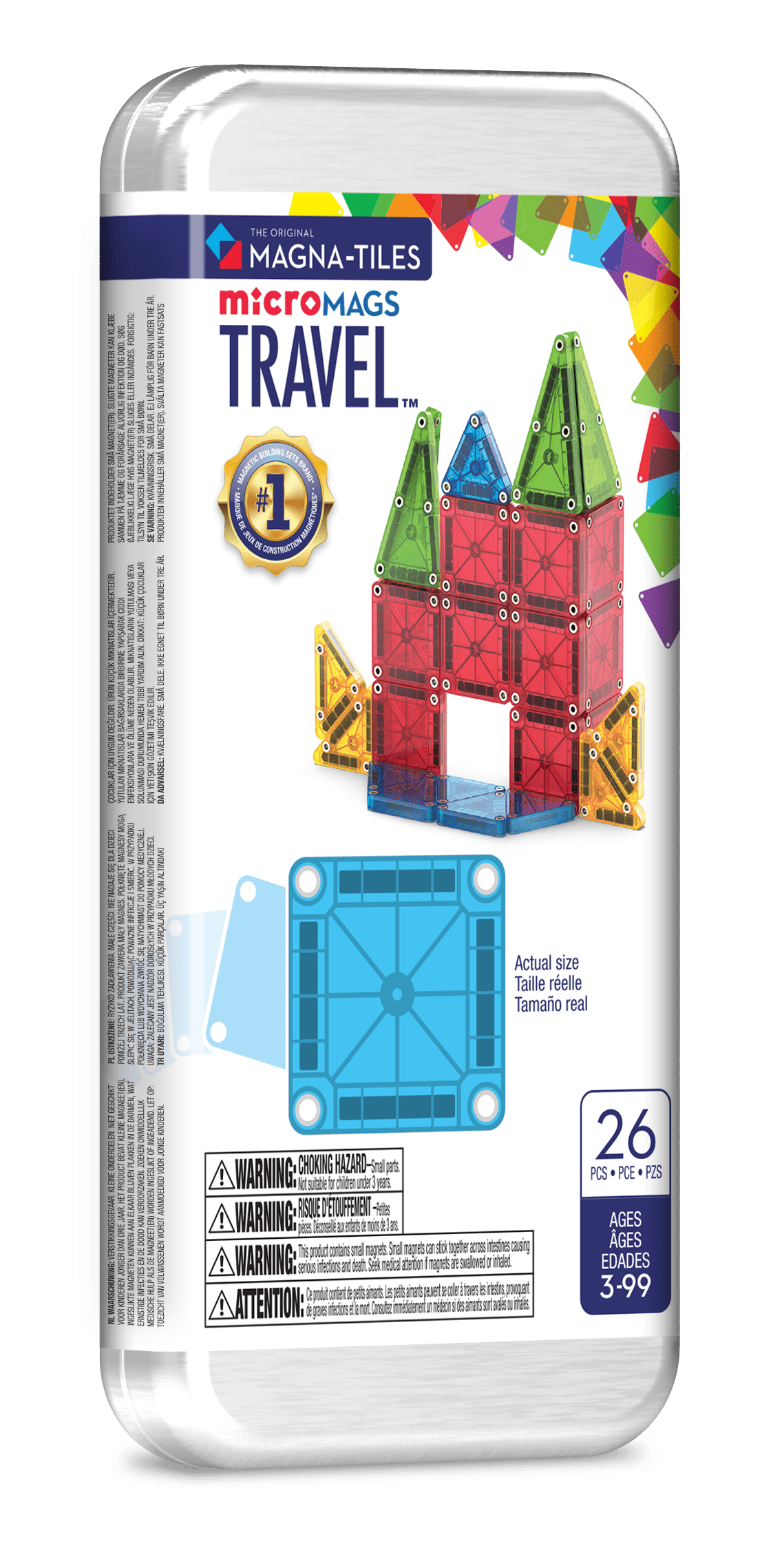 MAGNA-TILES microMAGS Travel Magnetic Construction Set, The Original Magnetic Building Brand, 26 Piece Travel Toy for Boys and Girls