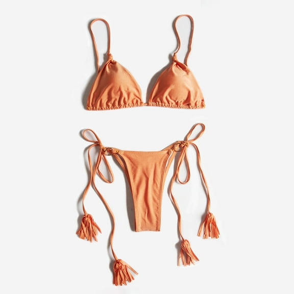 Lilgiuy Women Charming Bandage Bikini Set Two Piece Split Swimsuit Set Bra Swimwear Beachwear High Waisted Swimwear Clearance on Sales