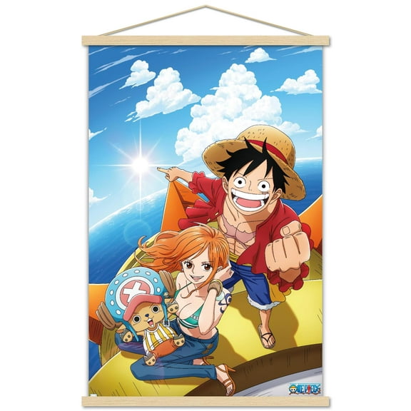 One Piece: Fishman Island - Luffy, Nami, Tony Tony Chopper Wall Poster with Magnetic Frame, 22.375" x 34"