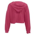 thumbnail image 3 of Cropped Hoodies for Women 2025 Fall Winter Lightweight Long Sleeve Plain Hooded Sweatshirt Pullover Tops, 3 of 6