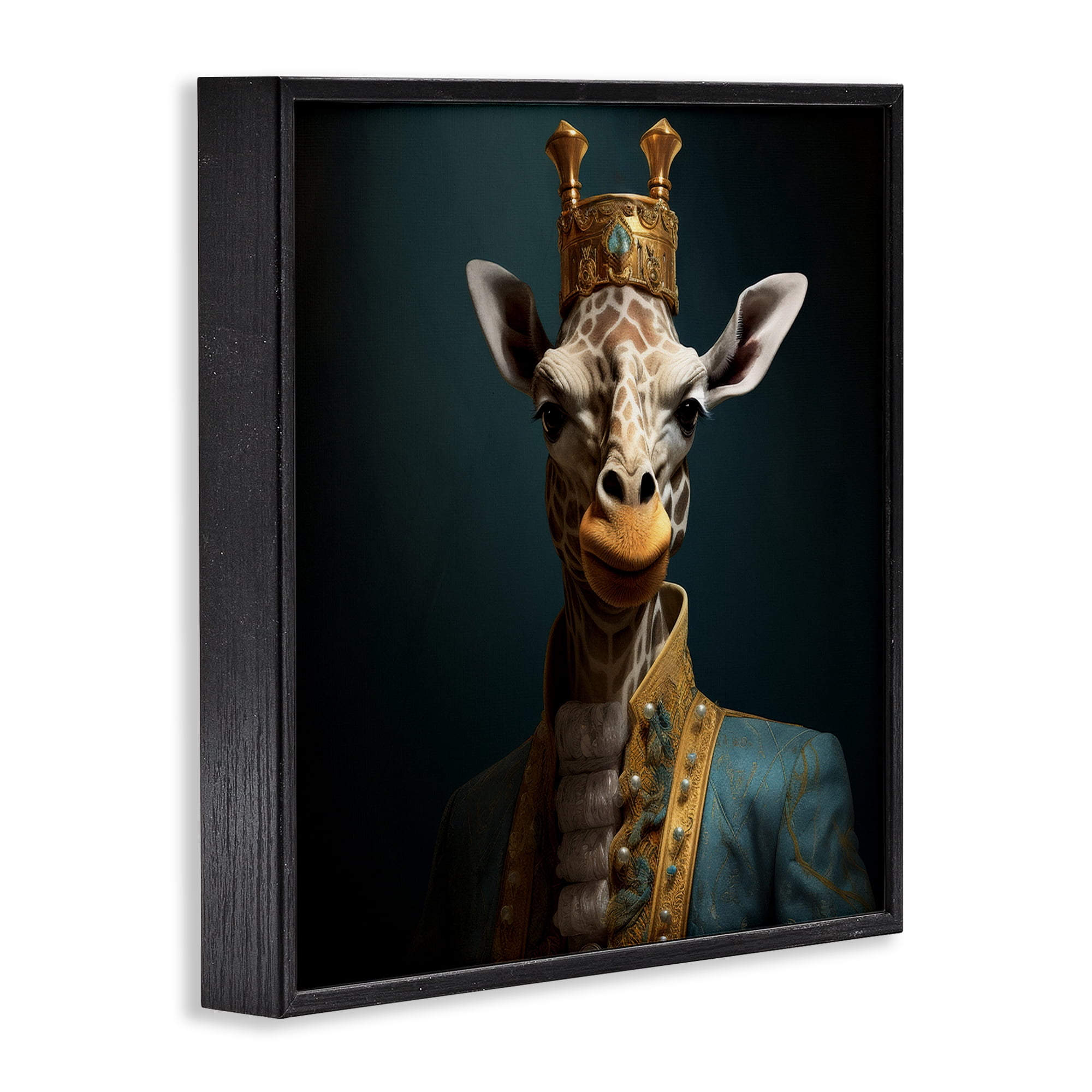 Stupell Industries Giraffe Gaze in Regal Crown Black Framed Giclee Art, design by Lazar Studio