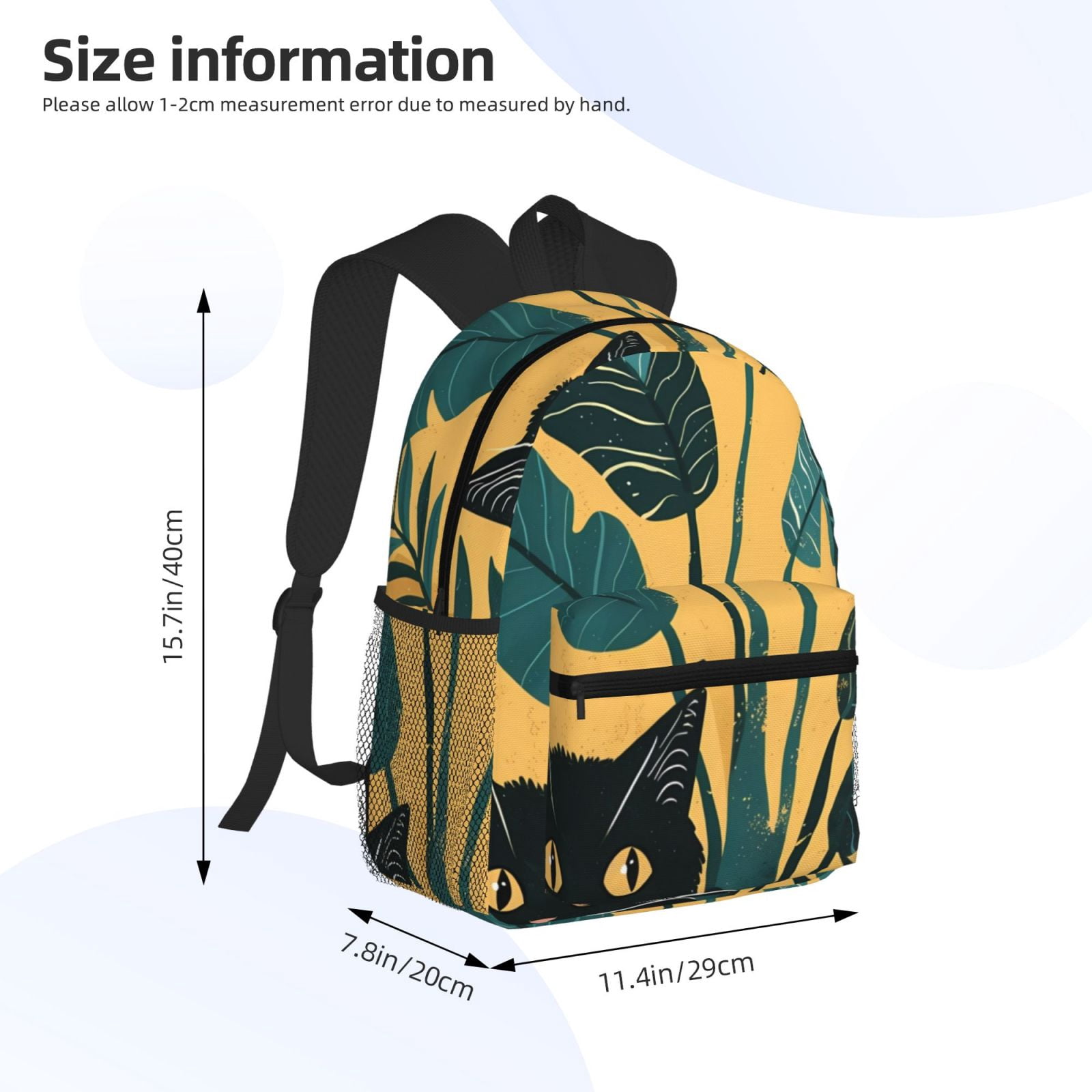 Gukieu Cat Hiding In Potted Plants Print Backpack, Waterproof Backpack with Adjustable Shoulder Straps, Suitable for Campus, Business, Travel, Unisex