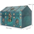 thumbnail image 5 of SLGHLSAHG Large Treasure Chest, Wooden Vintage Pirate Treasure Box, Handcraft Decorative Keepsake and Jewelry Box with Combination Lock(Green) A39898, 5 of 8