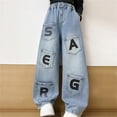 thumbnail image 6 of MuXiKeJi Clothes Baggy Jeans for Girls Front Pocket Letter Print Loose Fit Straight Leg Denim Pants Autumn Casual Bottoms Girls Wide Leg Jeans, 6 of 6