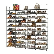 KAAYEE 4 Row 10 Tiers Extra Large Shoe Rack 72-80 Pairs Big Tall Metal Shoe Shelf,Heavy Duty Shoe Rack Organizer for Closet Entryway Garage,Black