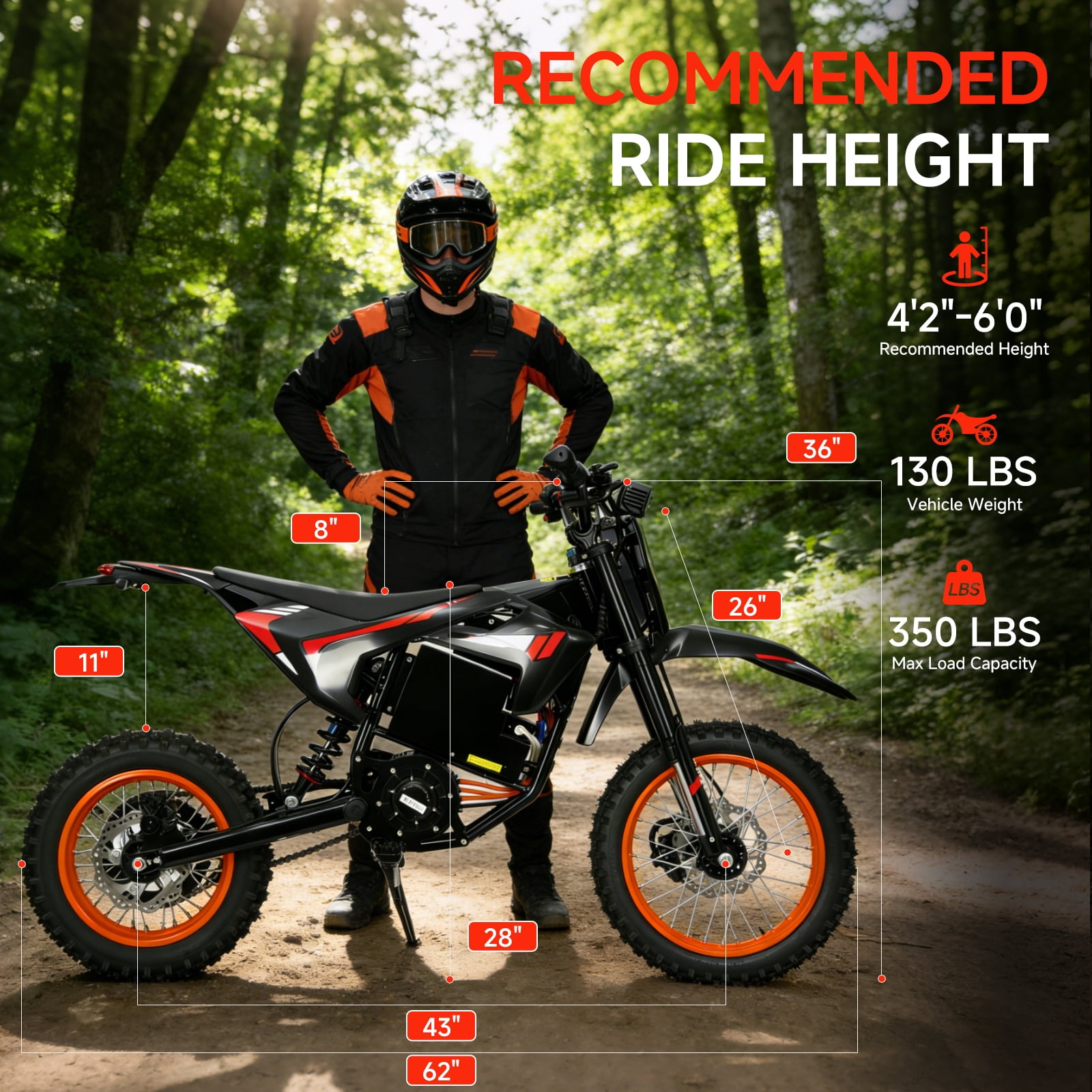 Electric Dirt Bike for Teens Adults Age 13+, 14"/12" Fat Tire 4500W Peak 60V 28.8Ah Battery 50MPH 60 Miles Range Hydraulic Brakes