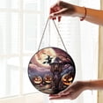 thumbnail image 2 of Spooky Halloween Night Witch Boykin Spaniel Glowing Pumpkins Stained Glass Suncatcher Dog Lover Window Hanging Sign Decor - 12015, 2 of 5