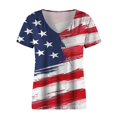 thumbnail image 4 of Wycnly Cute Tops for Women Star Striped Print V-Neck Short Sleeve T shirts Summer 4th July Fashion Independence Day Graphics Loose Fit Pullover Blouses Dark Blue xxl, 4 of 4