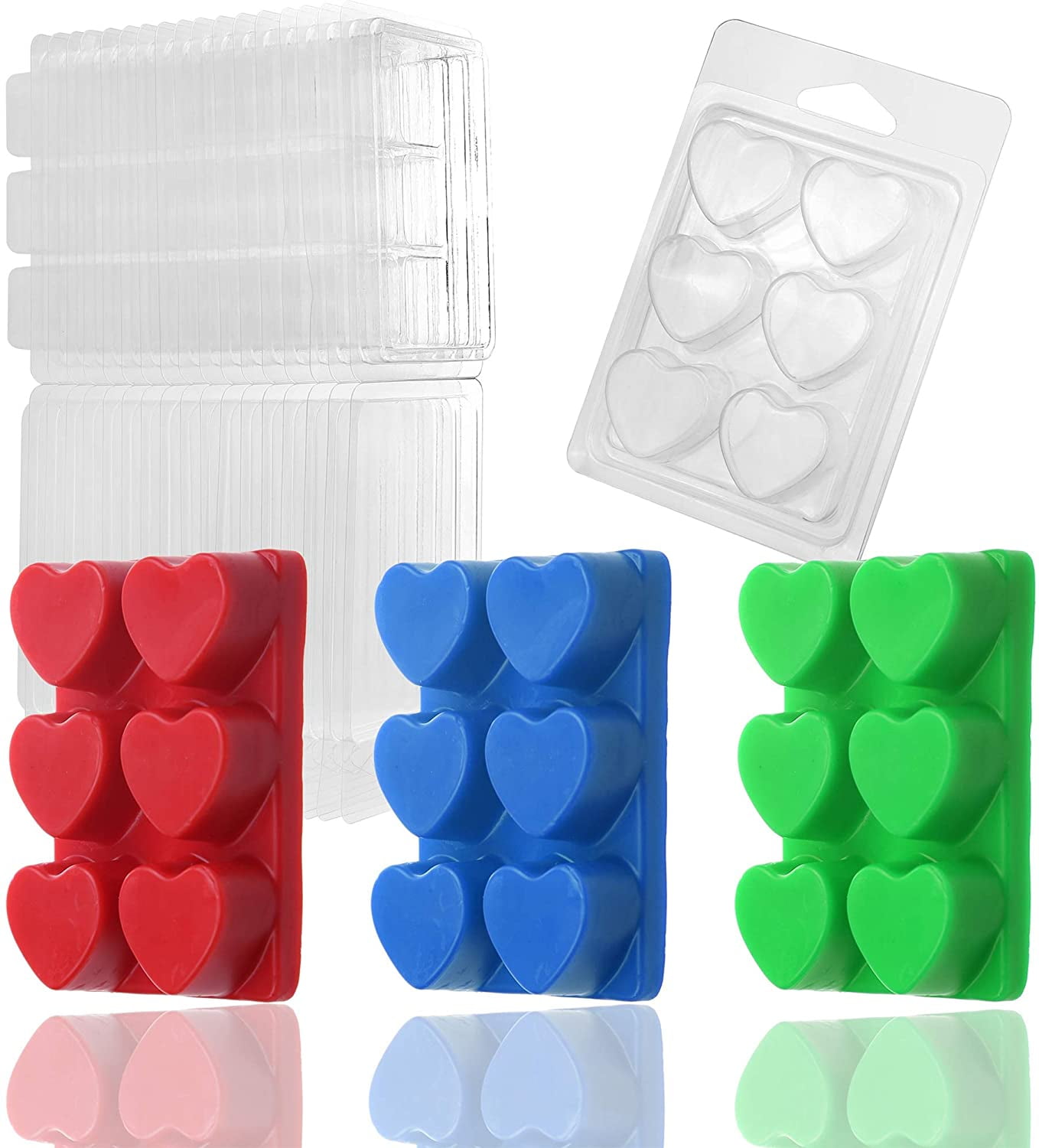 MILIVIXAY Wax Melt Containers6 Cavity Clear Empty Plastic Wax Melt
