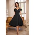 thumbnail image 2 of Vestido de fiesta con hombros descubiertos para mujer Vestido acampanado con dobladillo alto y bajo con cuello en V, 2 of 5