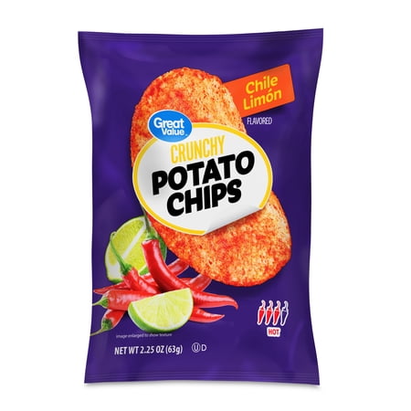 Great Value Chile Limon Flavored Potato Chips, 2.25 oz, 24 Count