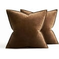thumbnail image 2 of Pack of 2 Decorative Velvet Throw Pillow Cover Soft Brown Pillow Cover Soild Square Cushion Case for Sofa Bedroom Car 20x20 Inch, 2 of 6