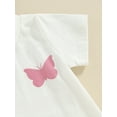 thumbnail image 5 of Infant Baby Girls Shorts Set, Short Sleeve Butterfly Print T-shirt Flower Print Shorts Headband Outfit, 5 of 8
